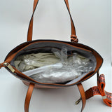 Fashion strap tassel tote with pouch - denim