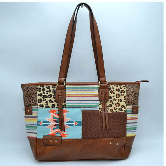 Patchwork tote bag - brown