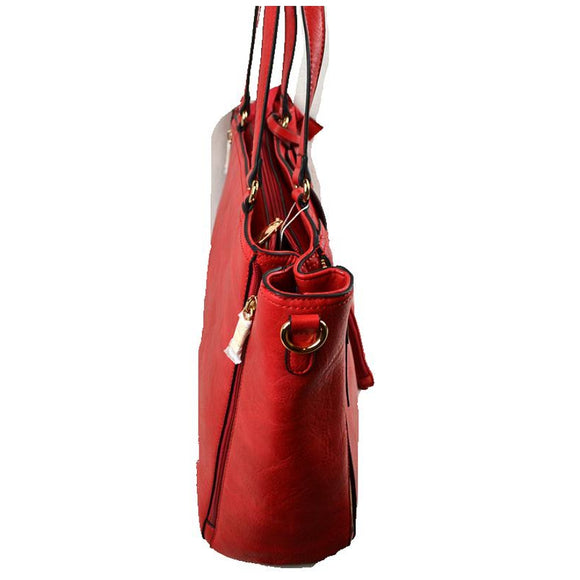 3-in-1 side zipper handbag set - brown