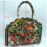 3d floral tote with wallet - multi