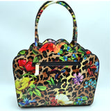 3d floral tote with wallet - black