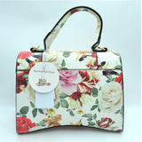 Turn-lock floral print tote with wallet - white