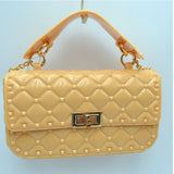 Diamond quilted jelly chain crossbody bag - yellow