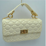 Diamond quilted jelly chain crossbody bag - white