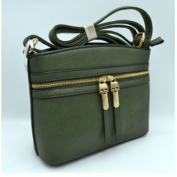 Zipper detail crossbody bag - dark green