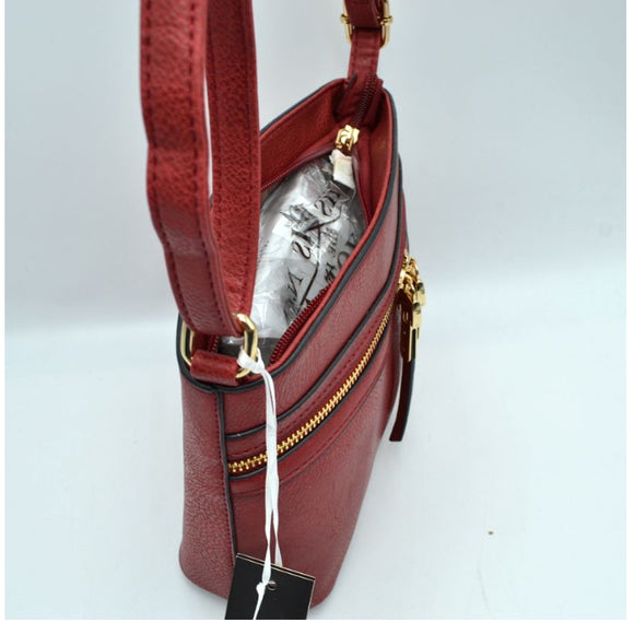 Zipper detail crossbody bag - wine