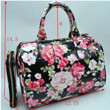 Floral print boston bag with wallet - multi