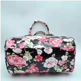 Floral print boston bag with wallet - multi