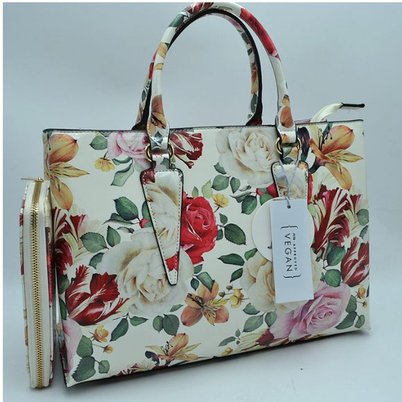 3-in-1 floral print handbag set - white