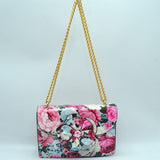 3d flower detail chain crossbody bag - light blue