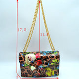 3d flower detail chain crossbody bag - multi