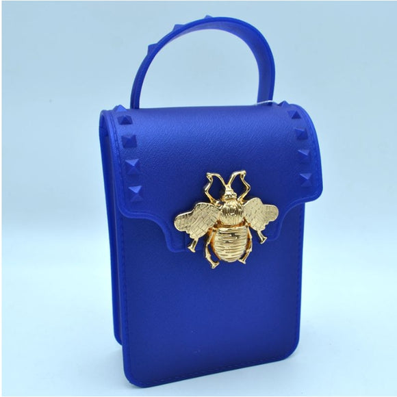 Queen bee jelly cellphone crossbody bag - royal blue