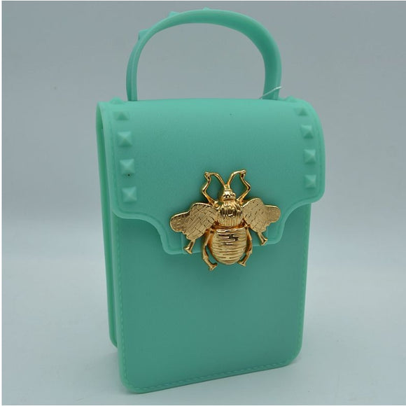 Queen bee jelly cellphone crossbody bag - mint