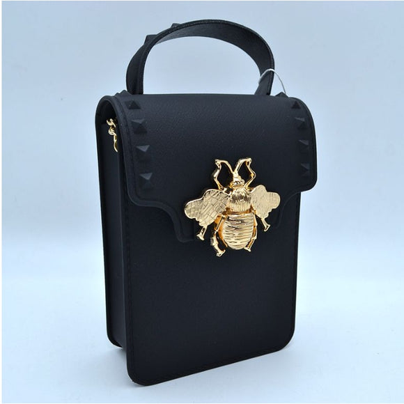 Queen bee jelly cellphone crossbody bag - black