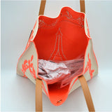 Eiffel tower embroidery fabric tote - tangerine