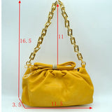 Leather fake chain clutch - yellow