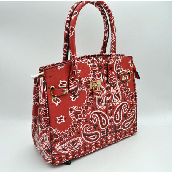 Decorated Lock Paisley Pattern tote - red