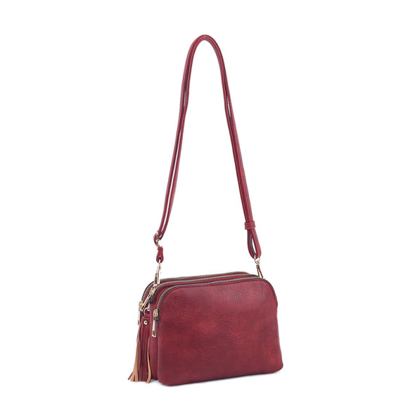 3-compartment crossbody bag - red