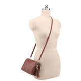 3-compartment crossbody bag - brown