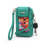 Clear cellphone crossbody bag - green