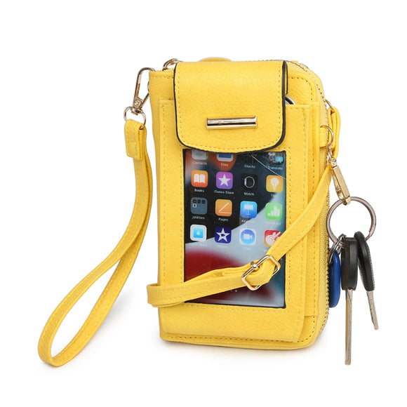 Clear cellphone crossbody bag - yellow