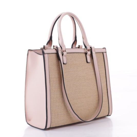 Straw tote - pink