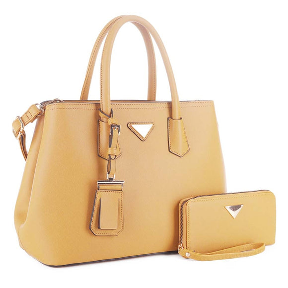 Fashion tote with wallet - mustard