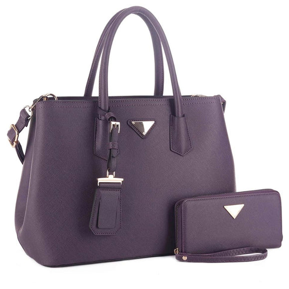 Fashion tote with wallet - purple