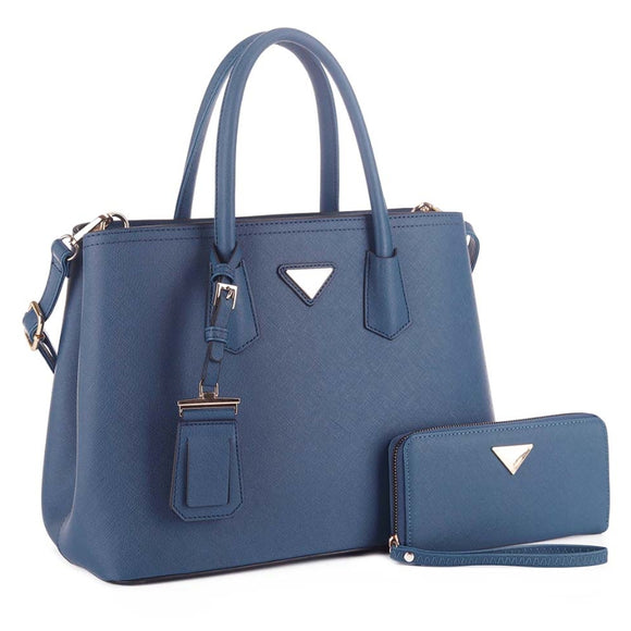Fashion tote with wallet - royal blue