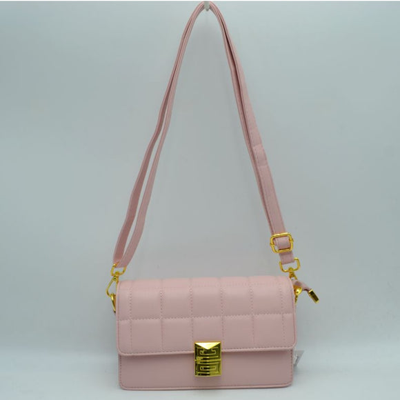 Quilted fold-over crossbody bag - blush