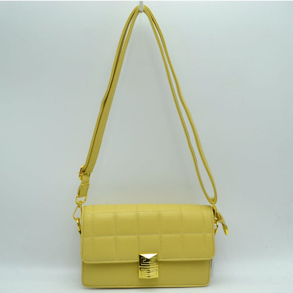 Quilted fold-over crossbody bag - yellow