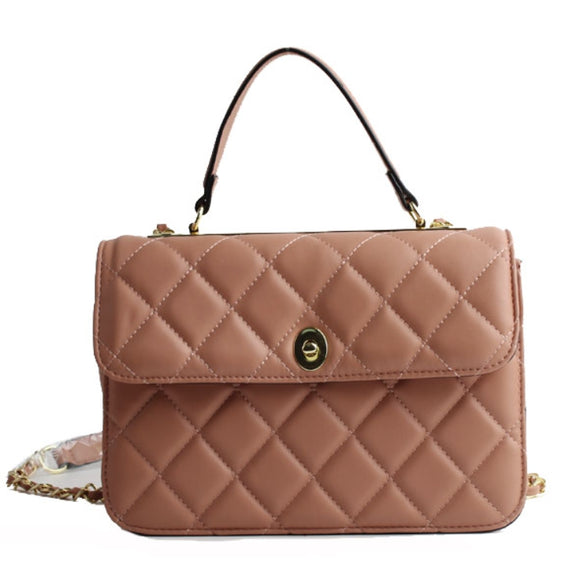 Diamond quilted chain crossbody bag - pink