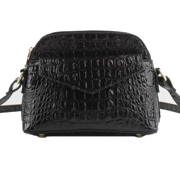 Crocodile embossed crossbody bag - black