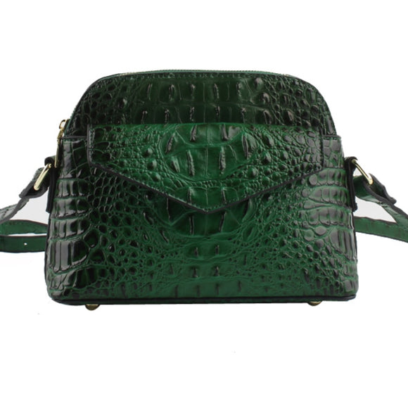 Crocodile embossed crossbody bag - green