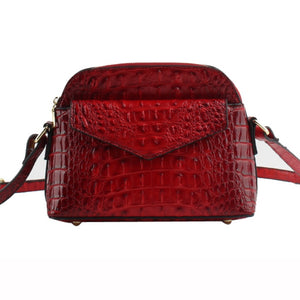 Crocodile embossed crossbody bag - red