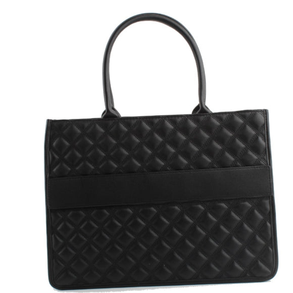 Diamond quilted tote - black