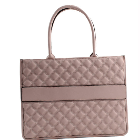 Diamond quilted tote - dark pink