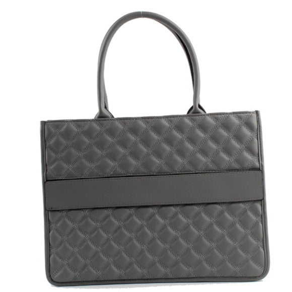 Diamond quilted tote - gray