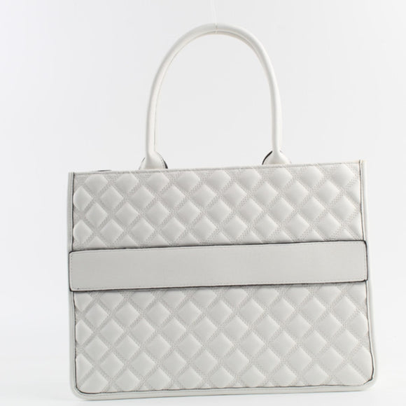 Diiamond quilted tote - white