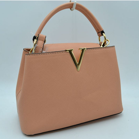 V accent small satchel - nude
