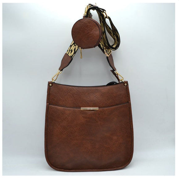 2-in-1 animal pattern strap soulder bag - dark brown