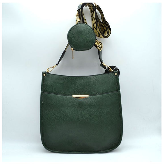 2-in-1 animal pattern strap soulder bag - dark green