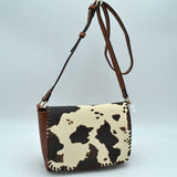 Cow skin print crossbody bag - brown