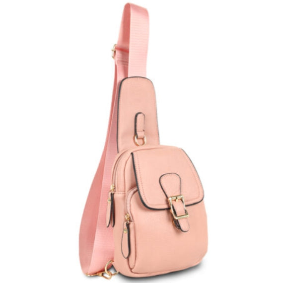 Belted fold-over crossbody bag - pink