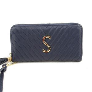 Chevron quilted wallet - blue