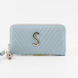 Chevron quilted wallet - light blue