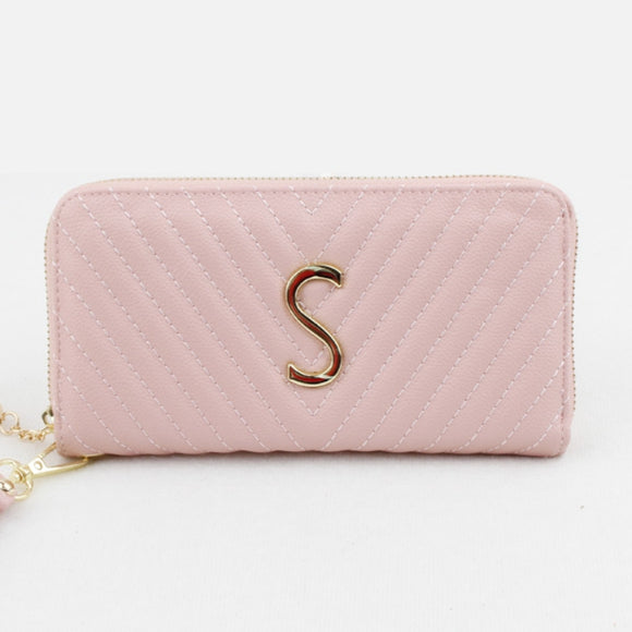 Chevron quilted wallet - pink