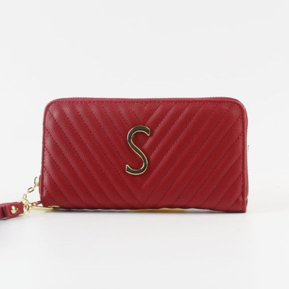 Chevron quilted wallet - red