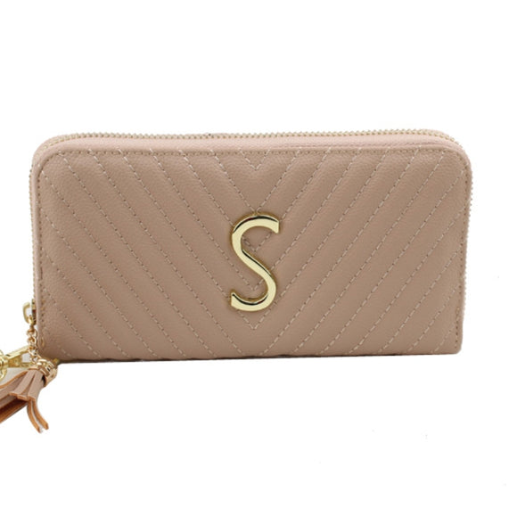 Chevron quilted wallet - tan