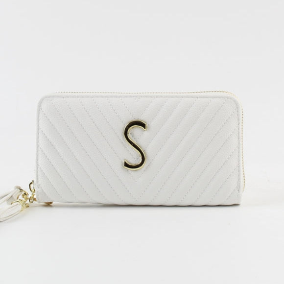 Chevron quilted wallet - white